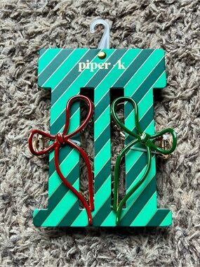 Piper-K Christmas Bows Metal Hair Claw/Clip set of 2-NEW